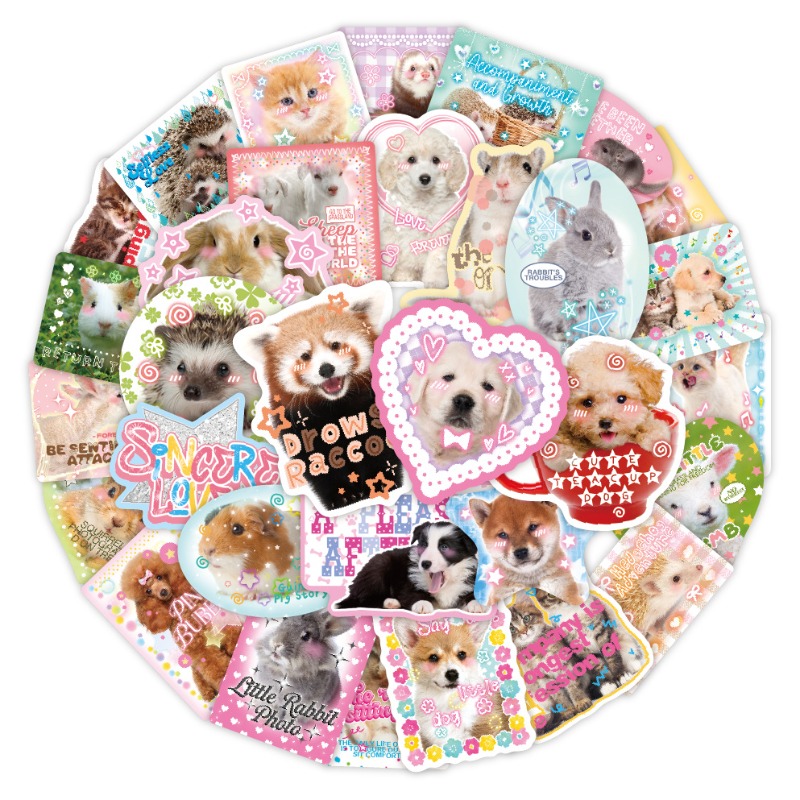 Phone Cases Kids - 50 ชิ้น/เซ็ต Kawaii แฟชั่นสมุดภาพสมุดบันทึกสติกเกอร์น่ารักสัตว์จริงเคสโทรศัพท์กีตาร์กระเป๋าเดินทาง Decal DIY