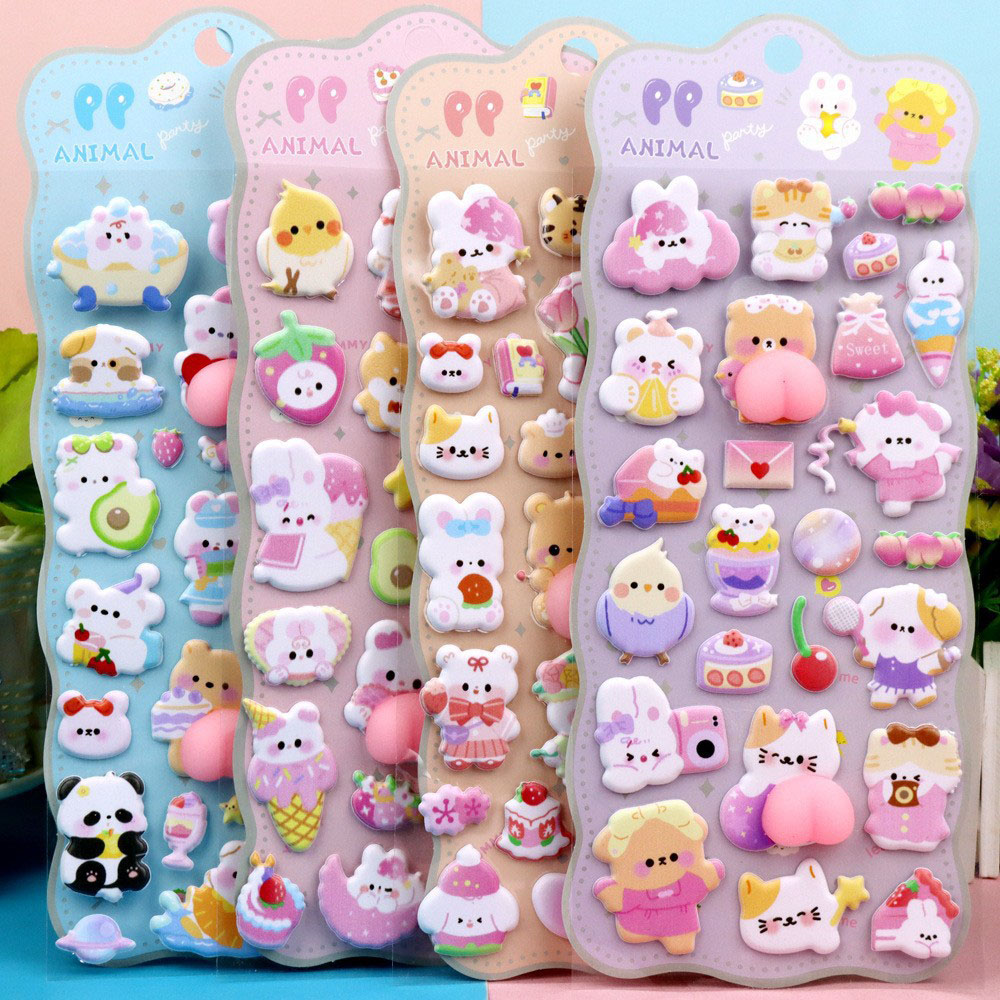 Phone Cases Kids - สติกเกอร์นูน 3 มิติ ลายการ์ตูนสัตว์น่ารัก 2/4 ชิ้น