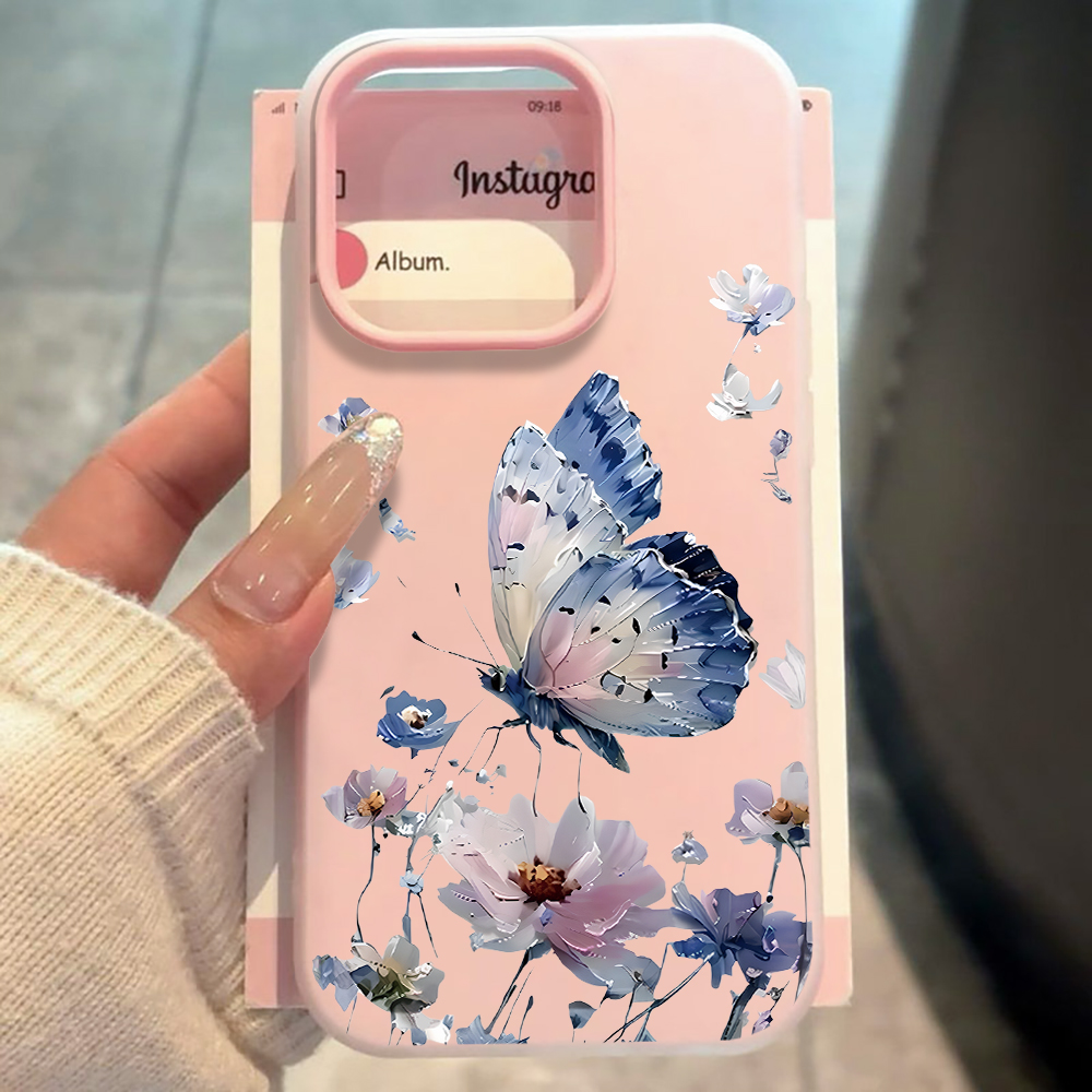 Phone Cases Blue - เคสโทรศัพท์ลายดอกไม้ผีเสื้อสีน้ำเงินม่วง สำหรับ Samsung Galaxy S26 S25