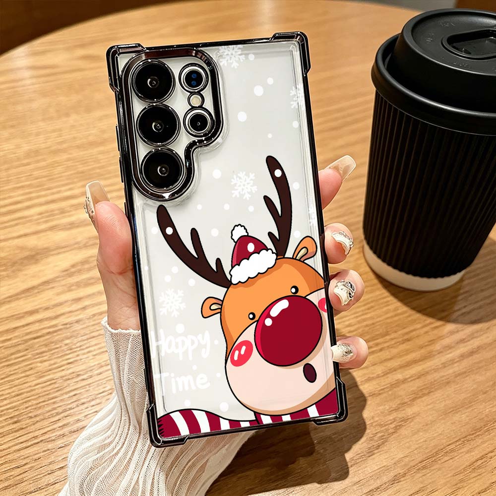 Phone Cases Red Deer - การ์ตูนกวางจมูกแดง Anti-Drop Funda สำหรับซัมซุงกาแล็กซี่ S26 S25