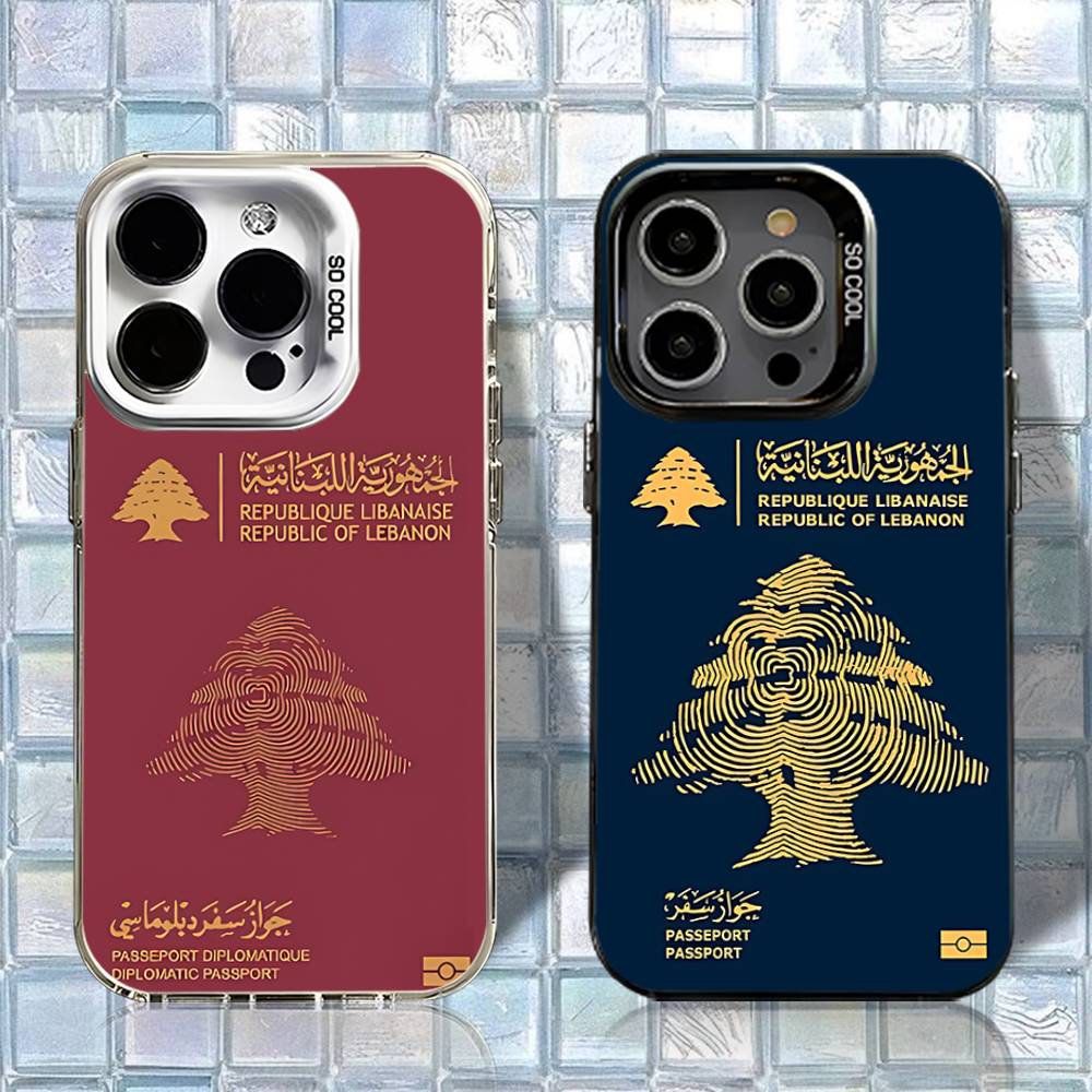 Phone Cases Lebanon - เคสโทรศัพท์ลายพาสปอร์ตเลบานอน สำหรับ iPhone 16,15,14,13,12,11,Pro,XS,Max,Plus,Mini,SE สีขาวดำด้าน กันกระแทก