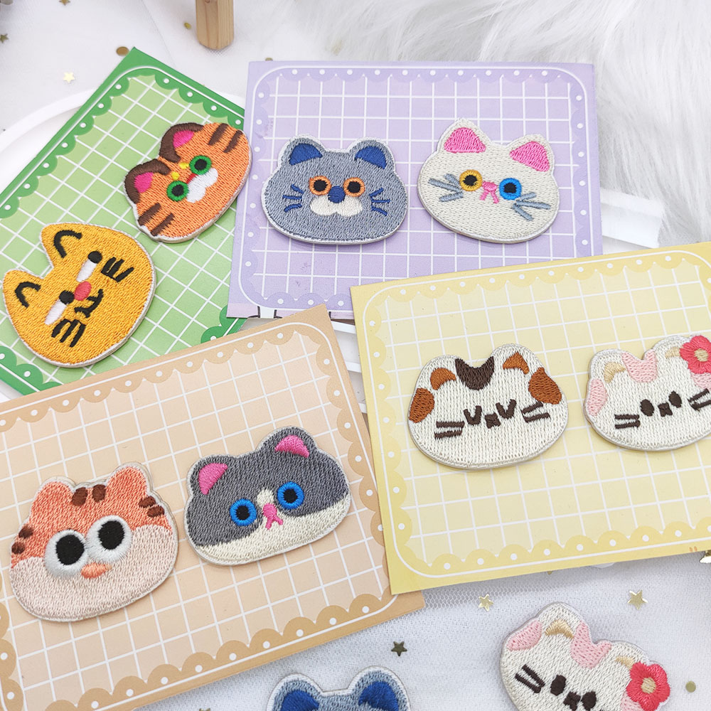 Phone Cases Eco Friendly - 2ชิ้นหัวแมวน่ารักแผ่นปะติดแผ่นแปะติดเสื้อแบบ DIY ติดกระเป๋าโทรศัพท์เครื่องเขียนทำเข็มกลัด
