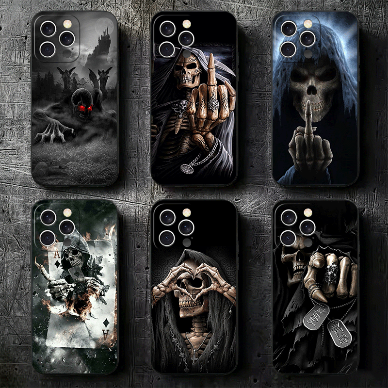 Phone Cases Quirky - เคสโทรศัพท์ลายโครงกระดูกยมทูต สไตล์ตลก น่ารัก สำหรับ iPhone 16