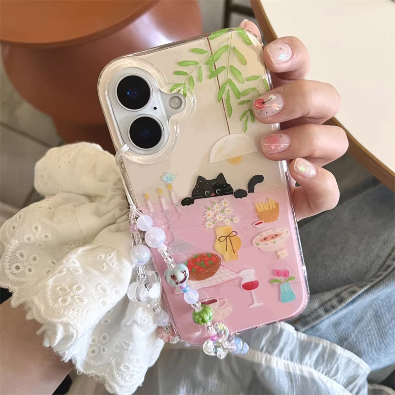 Phone Cases Girls - เคสโทรศัพท์ลายการ์ตูนแมวดำน่ารักสไตล์ Ins Girl สำหรับ iPhone 17