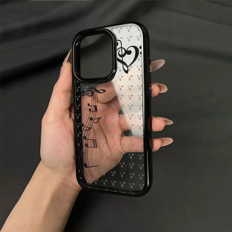 Phone Cases Girls - เคสโทรศัพท์ลายการ์ตูนสาวน้อยน่ารักสไตล์ INS พร้อมลายโน้ตดนตรีและดาว สำหรับ iPhone 17