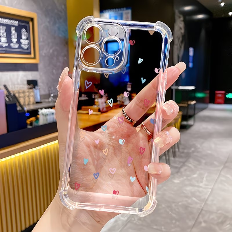 Phone Cases Drop Proof - เคสโทรศัพท์ใสลายหัวใจหลากสี สำหรับ iPhone 17 16 15