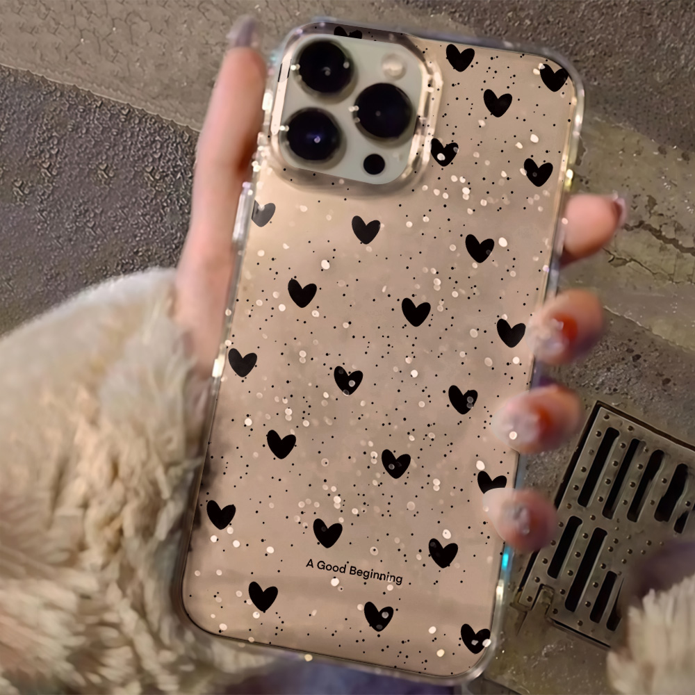 เคสโทรศัพท์ใสลายหัวใจสีชมพูวิบ - Glitter Shockproof Case บทวิจารณ์และราคา