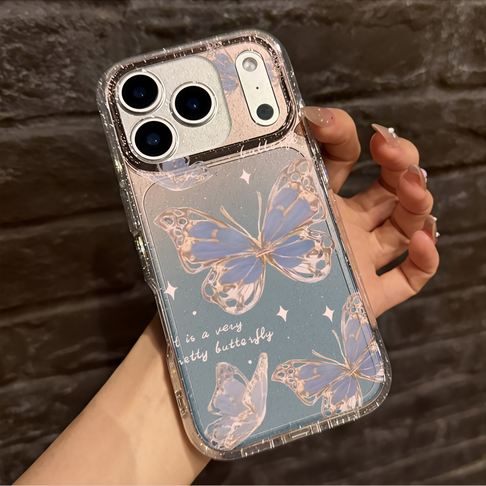 เคสโทรศัพท์ใสลายผีเสื้อสีน้ำเง - Glitter Shockproof Case บทวิจารณ์และราคา