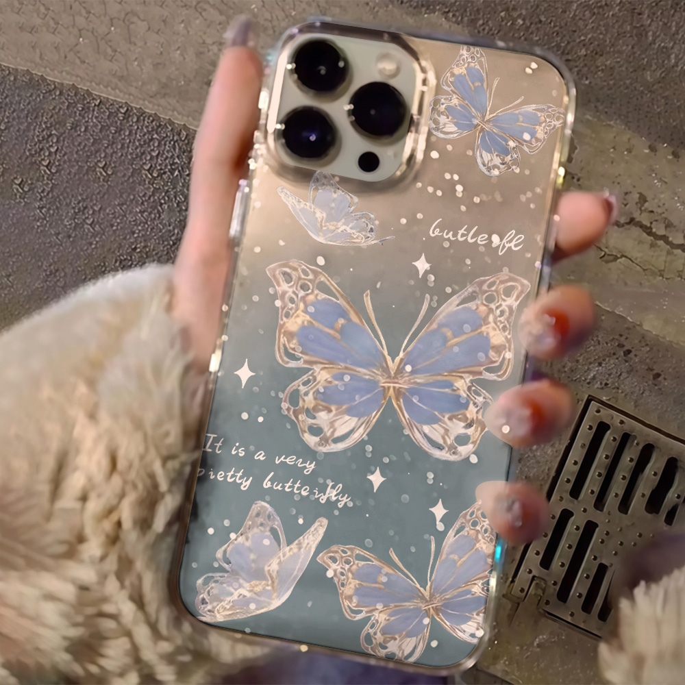 เคสโทรศัพท์ใสลายผีเสื้อสีน้ำเง - Glitter Shockproof Case บทวิจารณ์และราคา