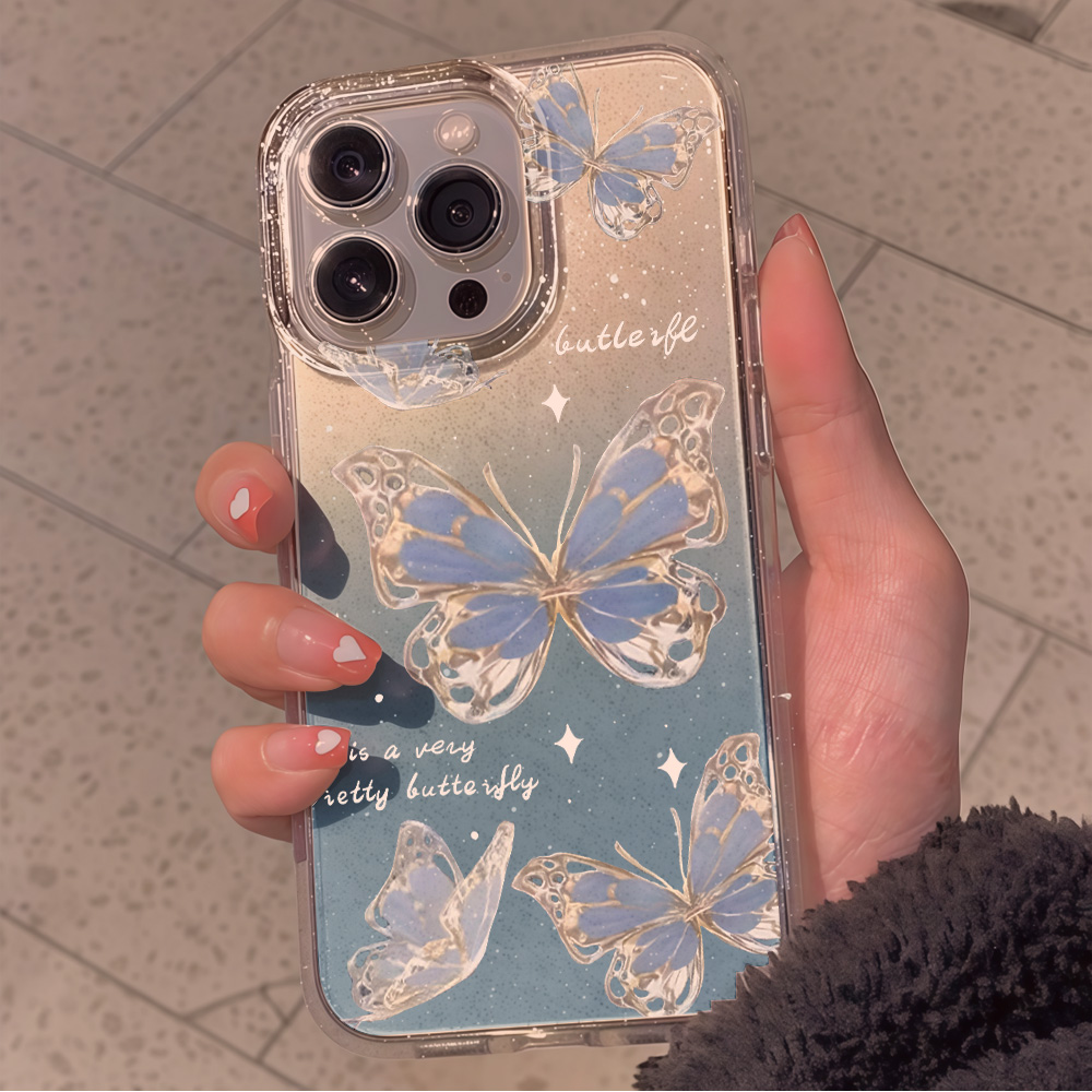 เคสโทรศัพท์ใสลายผีเสื้อสีน้ำเง - Glitter Shockproof Case บทวิจารณ์และราคา