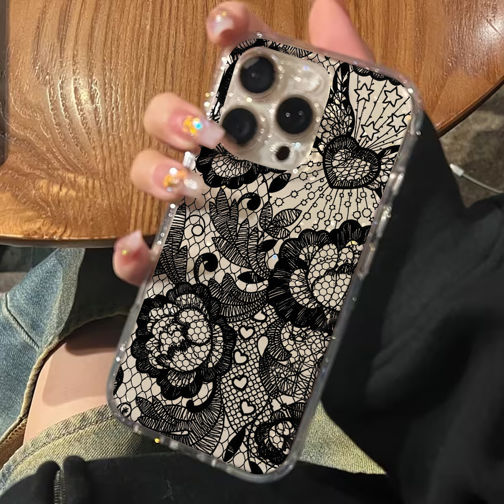 เคสโทรศัพท์ใสลายลูกไม้ดอกไม้ I - Glitter Shockproof Case บทวิจารณ์และราคา
