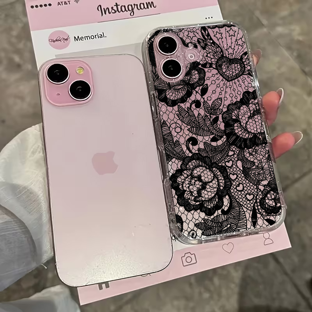 เคสโทรศัพท์ใสลายลูกไม้ดอกไม้ I - Glitter Shockproof Case บทวิจารณ์และราคา