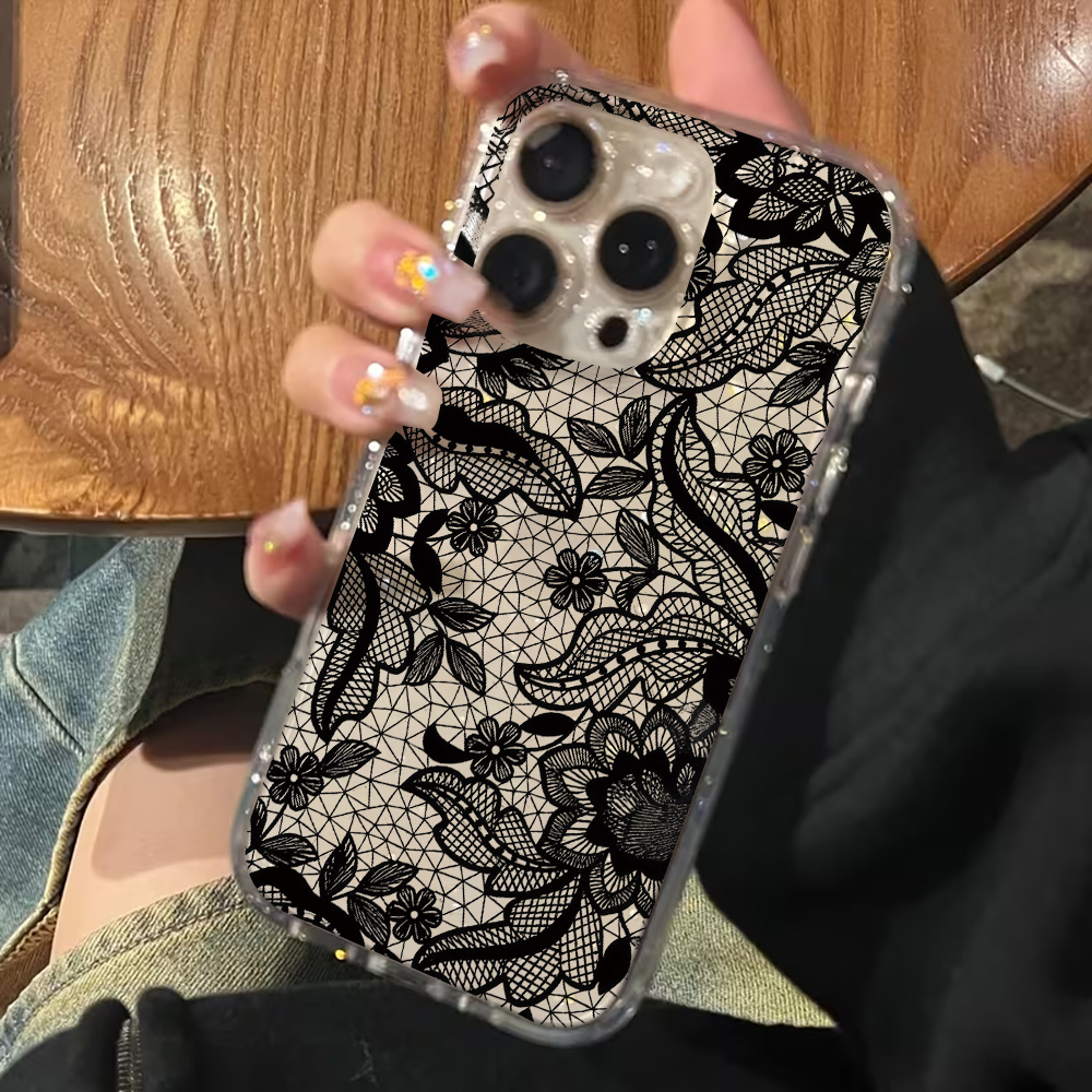 เคสโทรศัพท์ใสลายลูกไม้ดอกไม้ I - Glitter Shockproof Case บทวิจารณ์และราคา